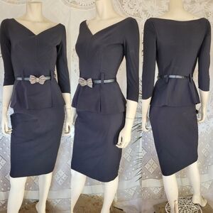 Chiara Boni Elegant Black Peplum Dress Sz 4